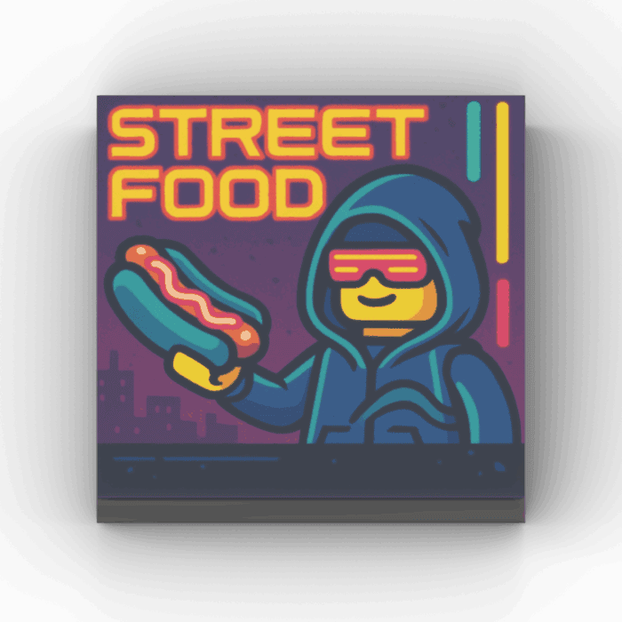 2x2 Fliese/Tile Brickpunk "Streetfood"